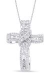 AFFY Infinity Cross Pendant Necklace, 1.00 Carat White Natural Diamond Religious Jewelry Gift For Women & Men in 14k White Gold Over Sterling Silver (1 Ctw)