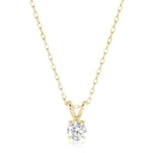 Amazon Essentials IGI Certified 0.5 Carat Solitaire Lab Grown Diamond Pendant Necklace in Solid Yellow 14K Gold - Gold Pendant Necklace - Pendant Necklace for Women - Adjustable with 16" Chain with 2" Extender