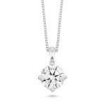 Carbon Atelier IGI Certified 1 Carat Brilliant Cut Lab Grown Diamond Solitaire Round Pendant Necklace for Women I 14k White Gold Necklace (G-H, VS1-VS2, cttw) I 18 Inch Long Chain with Lobster Claw