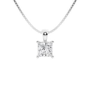 Belacqua 1 Carat Princess Lab Grown Diamond Solitaire Pendant Necklace in 14K White Gold, IGI Certified, Prong Set, E-F Color, VS Clarity,Fine Jewelry for Women, Gift Box Included