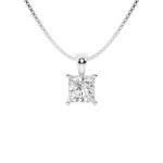 Belacqua 1 Carat Princess Lab Grown Diamond Solitaire Pendant Necklace in 14K White Gold, IGI Certified, Prong Set, E-F Color, VS Clarity,Fine Jewelry for Women, Gift Box Included