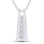 1.25 Carat Round cut Lab Grown Diamond Five Stone Journey Bar Pendant Necklace In 14k White Gold Over Sterling Silver Jewelry With 18" Chain, Gift For Her