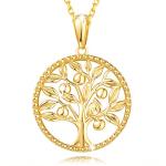 AGVANA 14K Solid Real Gold Tree of Life Necklace for Women Dainty Pendant Necklace Fine Jewelry Birthday Gifts for Women Mom Wife Her Yourself, 16"+2"