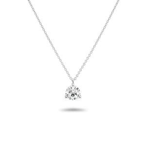 Carbon Atelier IGI Certified 1 Carat Lab Grown Diamond Round Solitaire Pendant Necklace for Women - 14k White Gold Necklace (I-J, VS1-VS2, 1.00 cttw) - 3-Prong Martini - 18 Inch Chain Lobster Claw