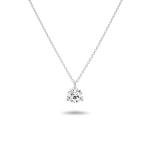 Carbon Atelier IGI Certified 1 Carat Lab Grown Diamond Round Solitaire Pendant Necklace for Women - 14k White Gold Necklace (I-J, VS1-VS2, 1.00 cttw) - 3-Prong Martini - 18 Inch Chain Lobster Claw