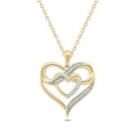 Cali Trove Double Heart Infinity Pendant for Women (Yellow Gold) | 1/10cttw Real White Diamonds Necklace for Women | Double Heart Pendant Gift for her | Mother's Day Gift for Mom | Jewelry