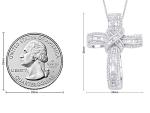 AFFY Infinity Cross Pendant Necklace, 1.00 Carat White Natural Diamond Religious Jewelry Gift For Women & Men in 14k White Gold Over Sterling Silver (1 Ctw)