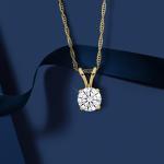 IGI Certified Lab Grown Diamond Solitaire Pendant Necklace For Women - 1/2 to 3 CT - Yellow Gold, White Gold or Platinum - D Color - VVS2 Clarity - 18in Chain (Necklace - Yellow Gold - 1CTTW)