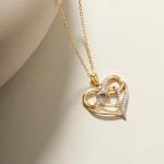 Cali Trove Double Heart Infinity Pendant for Women (Yellow Gold) | 1/10cttw Real White Diamonds Necklace for Women | Double Heart Pendant Gift for her | Mother's Day Gift for Mom | Jewelry