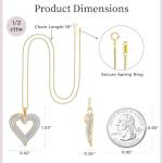 Jewelili Heart Necklace Pendant for Women | 10K Yellow Gold | Natural White Round & Baguette Diamonds 1/2 CTTW | 18" Box Chain | Fine Jewelry with Gift Box | Timeless Fashion Jewelry Gift for Her