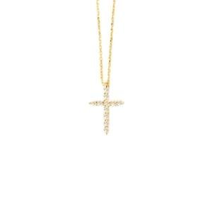 Gelin Diamond Cross Necklace in 14K Solid Gold | 14k Gold Cross Necklace for Women, 18"