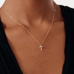 Gelin Diamond Cross Necklace in 14K Solid Gold | 14k Gold Cross Necklace for Women, 18"
