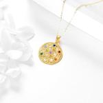 KECHO 14K Real Gold Chakra Necklace Flower of Life Pendant Solid Yellow Gold 7 Chakra Jewelry Gifts for Women (Seed of Life)