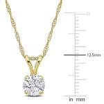 IGI Certified Lab Grown Diamond Solitaire Pendant Necklace For Women - 1/2 to 3 CT - Yellow Gold, White Gold or Platinum - D Color - VVS2 Clarity - 18in Chain (Necklace - Yellow Gold - 1CTTW)