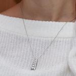 1.25 Carat Round cut Lab Grown Diamond Five Stone Journey Bar Pendant Necklace In 14k White Gold Over Sterling Silver Jewelry With 18" Chain, Gift For Her