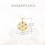 KECHO 14K Real Gold Chakra Necklace Flower of Life Pendant Solid Yellow Gold 7 Chakra Jewelry Gifts for Women (Seed of Life)