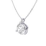Carbon Atelier IGI Certified 1 Carat Lab Grown Diamond Round Solitaire Pendant Necklace for Women - 14k White Gold Necklace (I-J, VS1-VS2, 1.00 cttw) - 3-Prong Martini - 18 Inch Chain Lobster Claw