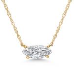 Gem Stone King 10K Yellow Gold Lab Grown Diamond Pendant Necklace For Women | Marquise Cut | DEF Color | VVS-VS Clarity | Gold Necklace For Women | With 18 Inch Gold Chain