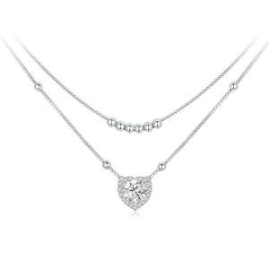14K Gold Heart Diamond Necklace for Her 1ct
