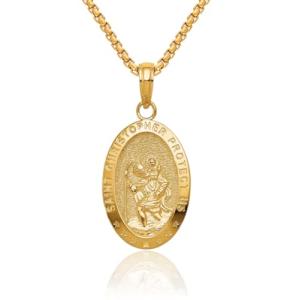 14k Gold St. Christopher Travel Protection Necklace