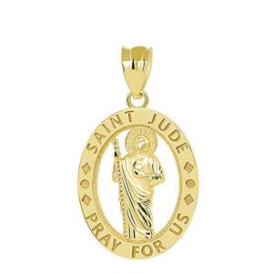 Saint Jude Pray for Us Gold Oval Pendant