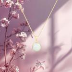 14K Gold Opal Pendant Necklace for Women
