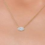 Gem Stone King 10K Yellow Gold Lab Grown Diamond Pendant Necklace For Women | Marquise Cut | DEF Color | VVS-VS Clarity | Gold Necklace For Women | With 18 Inch Gold Chain