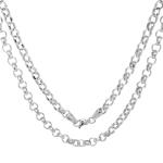 JEWELHEART 14K White Real Gold Rolo Chain 1.9mm Diamond Cut Trendy Round Link Chain Pendant Necklace For Women with Lobster Clasp 18"