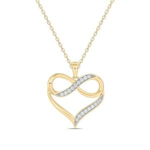 Cali Trove Diamond Infinity Heart Pendant for Women (Yellow Gold) | 1/4cttw Real White Diamonds Necklace | Infinity Heart Pendant Gift for her | Mother's Day Gift for Mom |Jewelry for Women