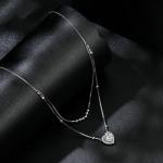14K Gold Heart Diamond Necklace for Her 1ct