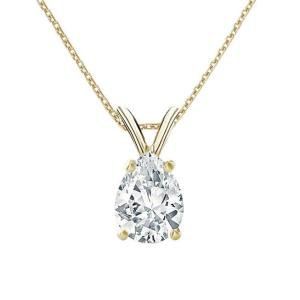 The Diamond Deal .33ct (1/3Cttw) Carat Pear Shape Solitaire Lab-Grown Diamond Solitaire Pendant Necklace For Women in 14k Yellow Gold With 18" Gold Chain