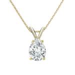 The Diamond Deal .33ct (1/3Cttw) Carat Pear Shape Solitaire Lab-Grown Diamond Solitaire Pendant Necklace For Women in 14k Yellow Gold With 18" Gold Chain