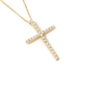 Diamond 14K Solid Gold Cross Necklace for Women | 14K Real Gold Protection Pendant Necklace | Dainty Pave Diamond Cross Necklace | Women's 14K Gold Christian Jewelry | Gift for Birthday, 18"