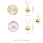 forme di Lucchetta - Italian Necklace for Women - Real Gold Jewelry Gift for Her from Italy - 14k Heart Puff Floating Pendant with Adjustable Chain 16+2in