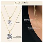 Everyday Elegance Solid 14K Yellow Gold Cubic Zirconia Solitaire Pendant Necklace for Women in Round Cut | 1 CTW CZ | .60mm Thickness | 18 Inch Length | Box Link Chain| With Gift Box