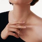 Diamond 14K Solid Gold Cross Necklace for Women | 14K Real Gold Protection Pendant Necklace | Dainty Pave Diamond Cross Necklace | Women's 14K Gold Christian Jewelry | Gift for Birthday, 18"