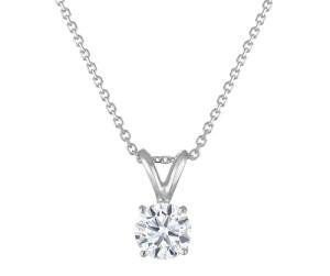 Certified Diamond Necklace for Women - Lab Grown Solitaire Necklace with Solid 14K White Gold Chain, Stunning Lab Diamond Pendant in 1 Carat, Premium Signature Jewelry Collection