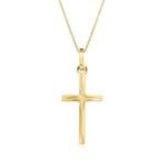 Ross-Simons Italian 18kt Yellow Gold Diamond-Cut Cross Pendant Necklace. 18 inches