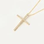 Diamond 14K Solid Gold Cross Necklace for Women | 14K Real Gold Protection Pendant Necklace | Dainty Pave Diamond Cross Necklace | Women's 14K Gold Christian Jewelry | Gift for Birthday, 18"