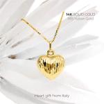 forme di Lucchetta - Italian Necklace for Women - Real Gold Jewelry Gift for Her from Italy - 14k Heart Puff Floating Pendant with Adjustable Chain 16+2in