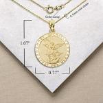 Fine 10K Yellow Gold 1 Round Saint Michael The Archangel Pray For Us Medal Pendant Charm Necklace