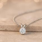 Certified Diamond Necklace for Women - Lab Grown Solitaire Necklace with Solid 14K White Gold Chain, Stunning Lab Diamond Pendant in 1 Carat, Premium Signature Jewelry Collection