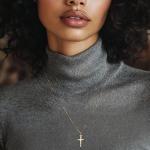 Ross-Simons Italian 18kt Yellow Gold Diamond-Cut Cross Pendant Necklace. 18 inches