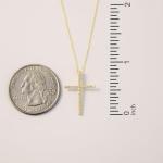Diamond 14K Solid Gold Cross Necklace for Women | 14K Real Gold Protection Pendant Necklace | Dainty Pave Diamond Cross Necklace | Women's 14K Gold Christian Jewelry | Gift for Birthday, 18"