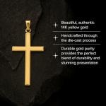 RP Solid 14K Yellow Gold Cross Pendant for Men & Women, Stunning, Polished 14K Yellow Gold Cross Pendant Only with Premium Jewelry Box, Handcrafted Heirloom Quality Religious Jewelry Made in the USA