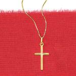 Ross-Simons Italian 18kt Yellow Gold Diamond-Cut Cross Pendant Necklace. 18 inches