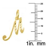 PRECIOUS STARS 14k Yellow Gold Diamond-cut Cursive Letter Initial 'M' Pendant with 1.2mm Rolo chain