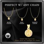 Ioka 14K Tri Color Solid Gold Our Lady of Virgin Mary Guadalupe Stamp Charm Pendant - Diamond Cut - Virgen De Guadalupe - with 1.5mm Valentino Chain Necklace - Daughter Birthday Baptism Gift - 20"