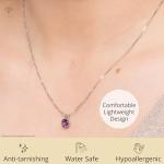 MAX + STONE Solid 14K White Gold Cushion Cut Peridot Necklace | 8mm Solitaire August Birthstone Necklace for Women | Green Gemstone Pendant Necklaces with 18 inch Box Chain