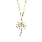 Diamond Palm Tree Pendant Necklace in 14kt Gold